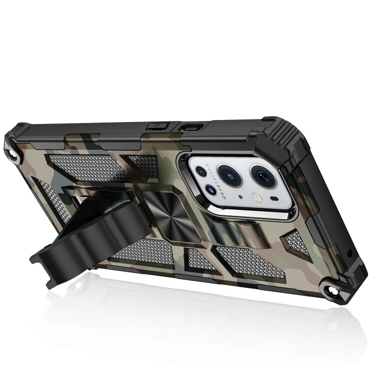 For OnePlus 9 Camouflage Armor Shockproof TPU + PC Magnetic Protective Case with Holder