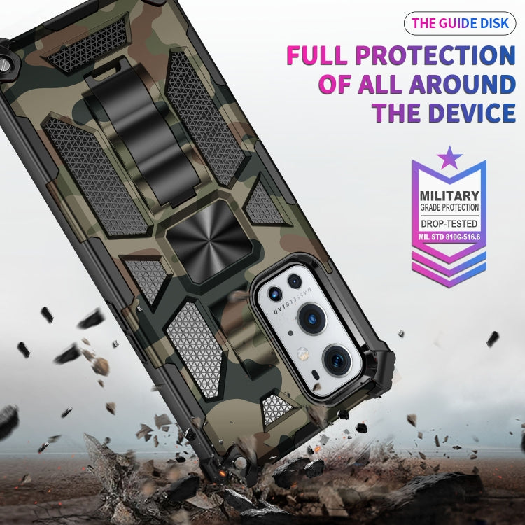 For OnePlus 9 Camouflage Armor Shockproof TPU + PC Magnetic Protective Case with Holder