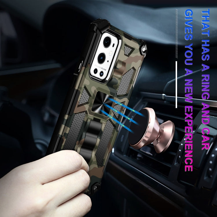 For OnePlus 9 Camouflage Armor Shockproof TPU + PC Magnetic Protective Case with Holder