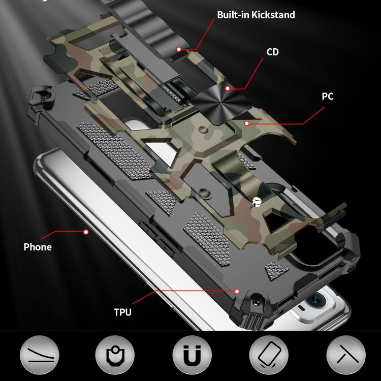 For OnePlus 9 Camouflage Armor Shockproof TPU + PC Magnetic Protective Case with Holder