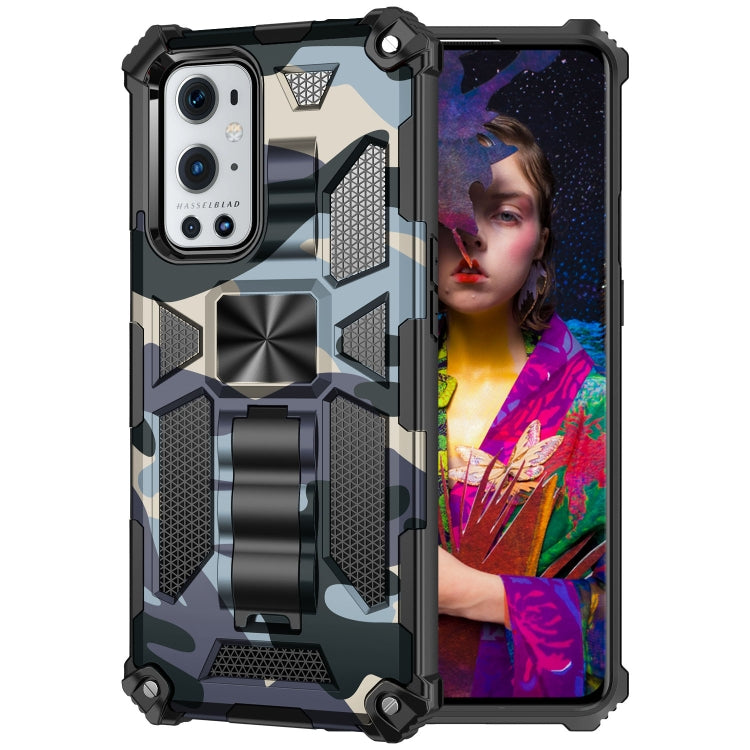 For OnePlus 9 Camouflage Armor Shockproof TPU + PC Magnetic Protective Case with Holder