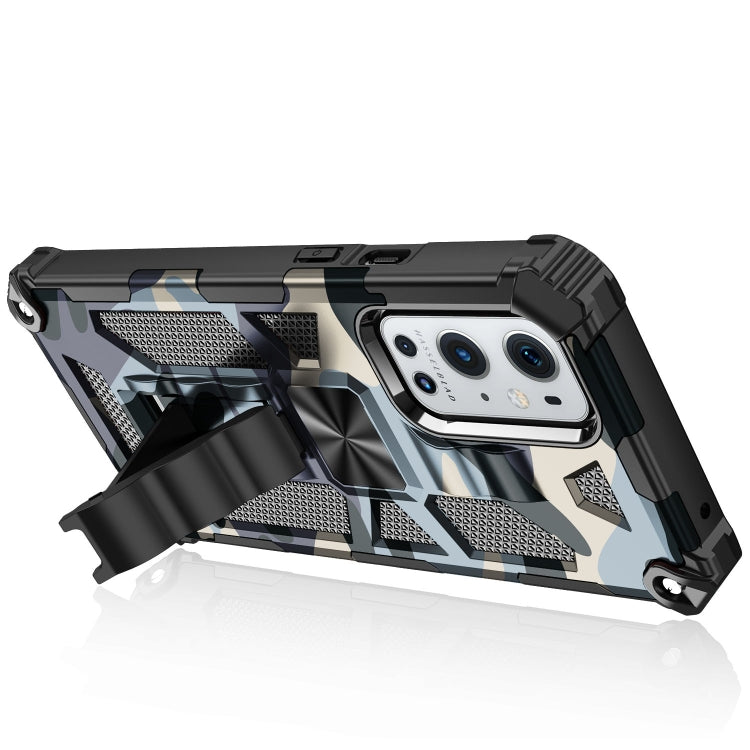 For OnePlus 9 Camouflage Armor Shockproof TPU + PC Magnetic Protective Case with Holder