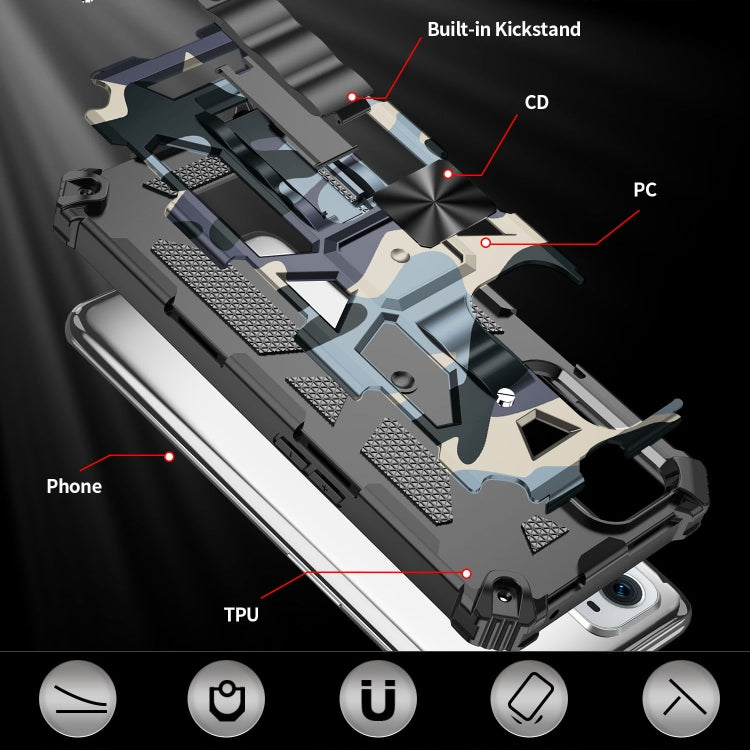 For OnePlus 9 Camouflage Armor Shockproof TPU + PC Magnetic Protective Case with Holder