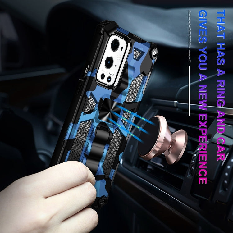 For OnePlus 9 Camouflage Armor Shockproof TPU + PC Magnetic Protective Case with Holder