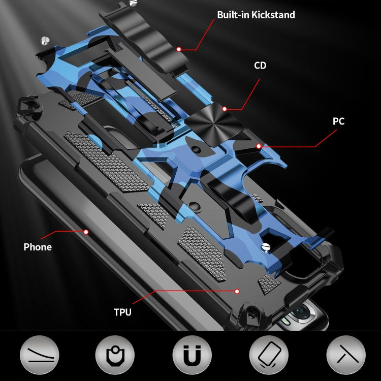 For Xiaomi Redmi Note 10 Camouflage Armor Shockproof TPU + PC Magnetic Protective Case with Holder