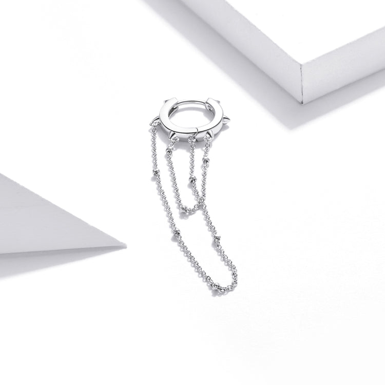 S925 Sterling Silver Long Tassel Ear Buckle Women Earrings