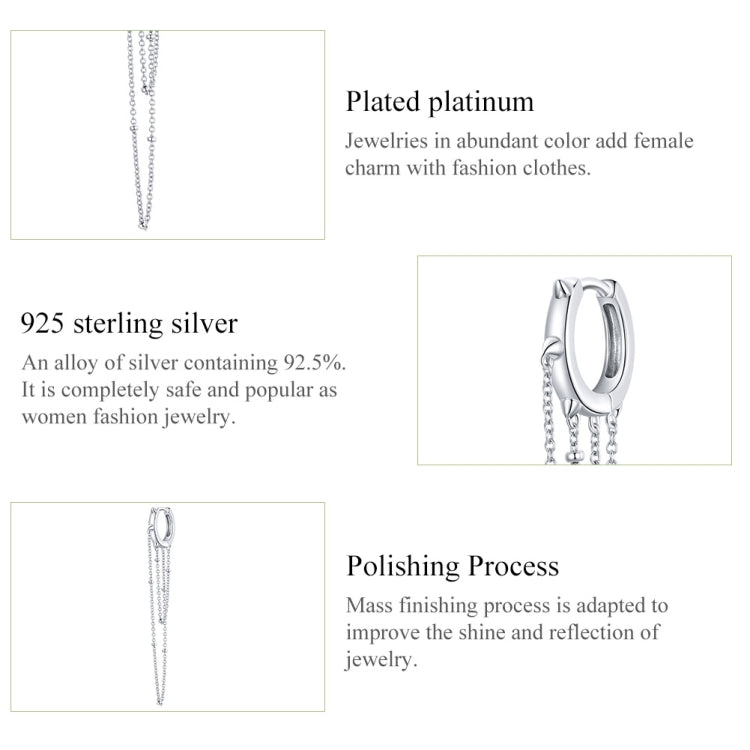 S925 Sterling Silver Long Tassel Ear Buckle Women Earrings