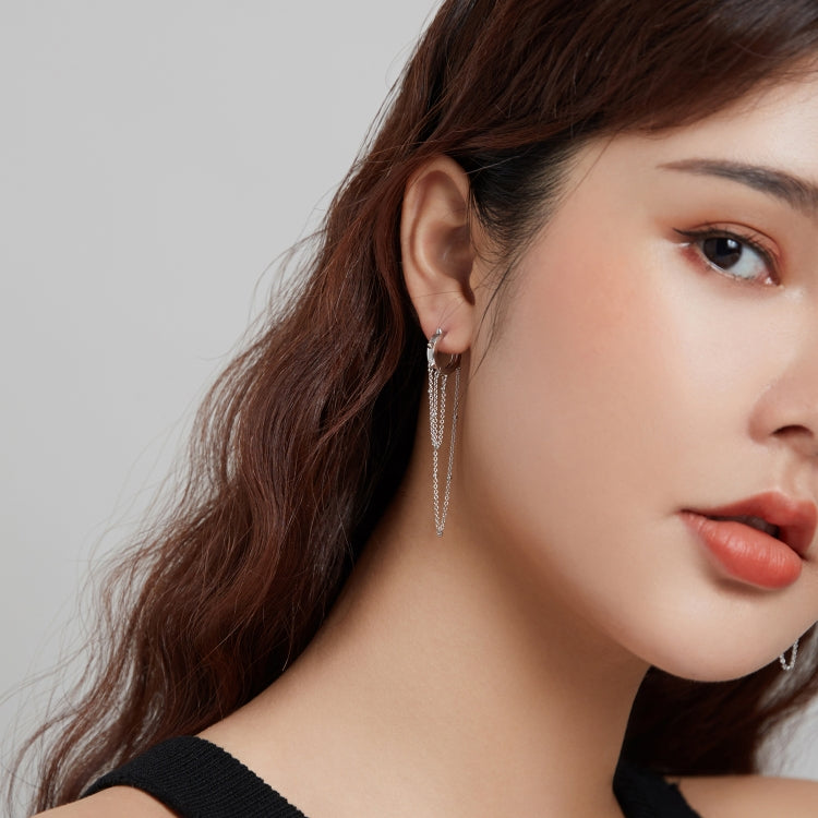 S925 Sterling Silver Long Tassel Ear Buckle Women Earrings