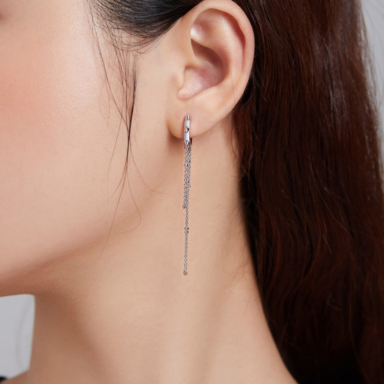 S925 Sterling Silver Long Tassel Ear Buckle Women Earrings