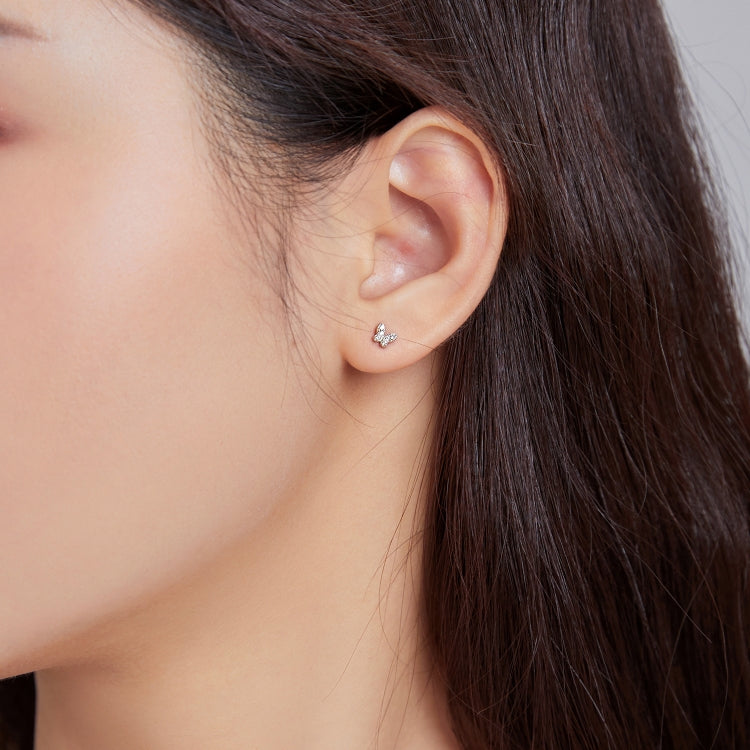 S925 Sterling Silver Simple Butterfly Ear Studs Women Earrings