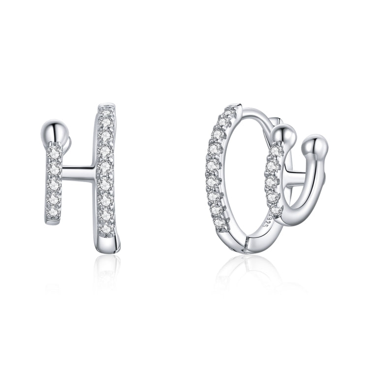 S925 Sterling Silver Simple Zircon Ear Buckle Women Earrings