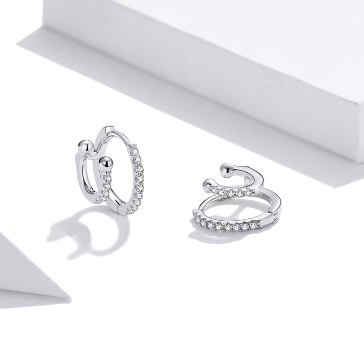 S925 Sterling Silver Simple Zircon Ear Buckle Women Earrings