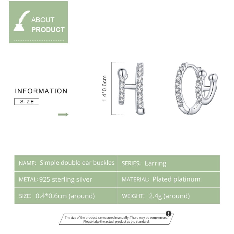 S925 Sterling Silver Simple Zircon Ear Buckle Women Earrings