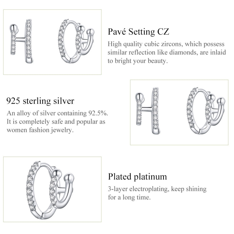 S925 Sterling Silver Simple Zircon Ear Buckle Women Earrings