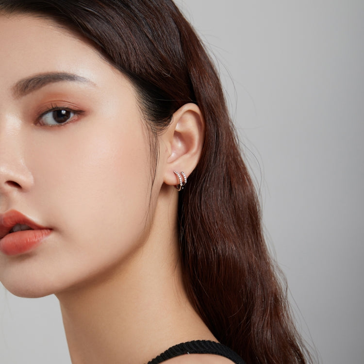 S925 Sterling Silver Simple Zircon Ear Buckle Women Earrings