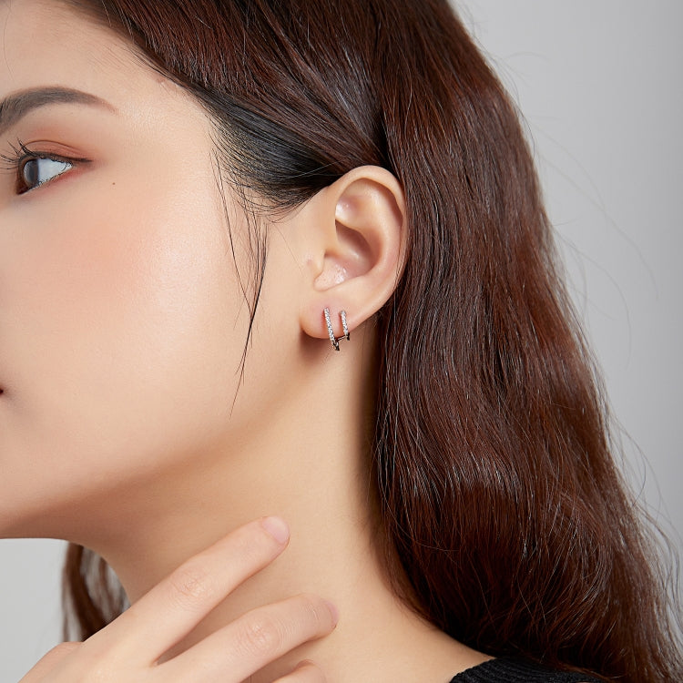 S925 Sterling Silver Simple Zircon Ear Buckle Women Earrings
