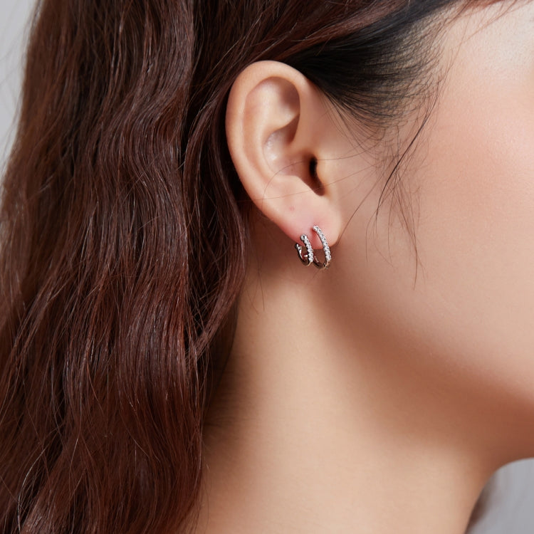 S925 Sterling Silver Simple Zircon Ear Buckle Women Earrings