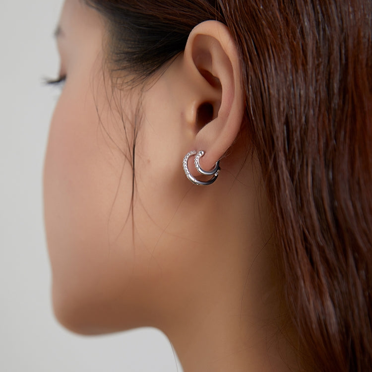 S925 Sterling Silver Simple Zircon Ear Buckle Women Earrings