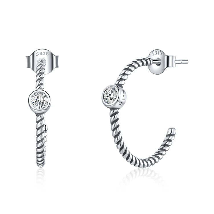 S925 Sterling Silver Simple Geometry Ear Studs Women Earrings