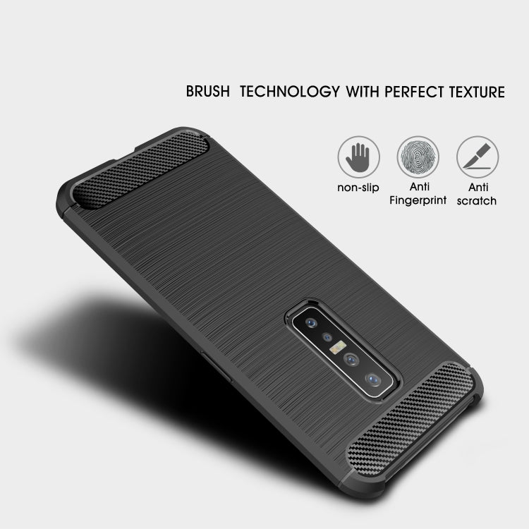 For Vivo V17 Pro Brushed Texture Carbon Fiber TPU Protective Case