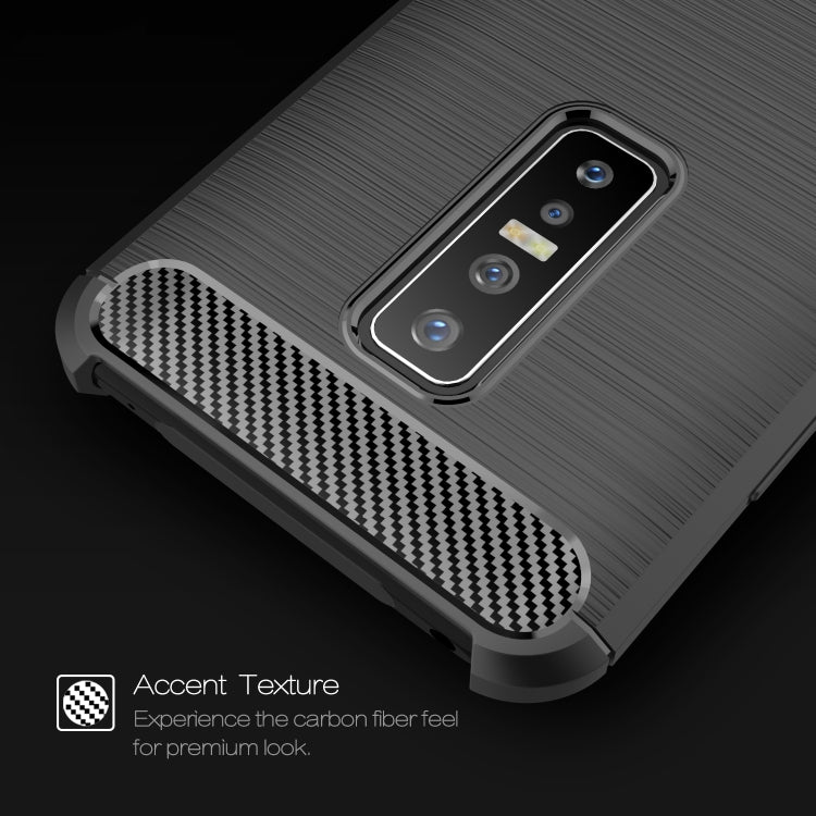 For Vivo V17 Pro Brushed Texture Carbon Fiber TPU Protective Case