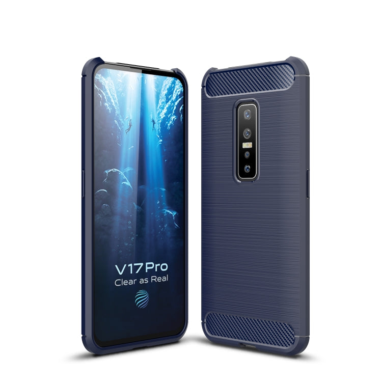 For Vivo V17 Pro Brushed Texture Carbon Fiber TPU Protective Case