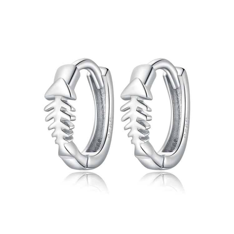 S925 Sterling Silver Simple Fish Bone Ear Buckle Women Earrings