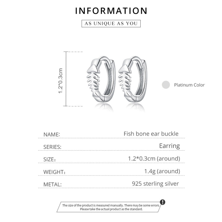 S925 Sterling Silver Simple Fish Bone Ear Buckle Women Earrings