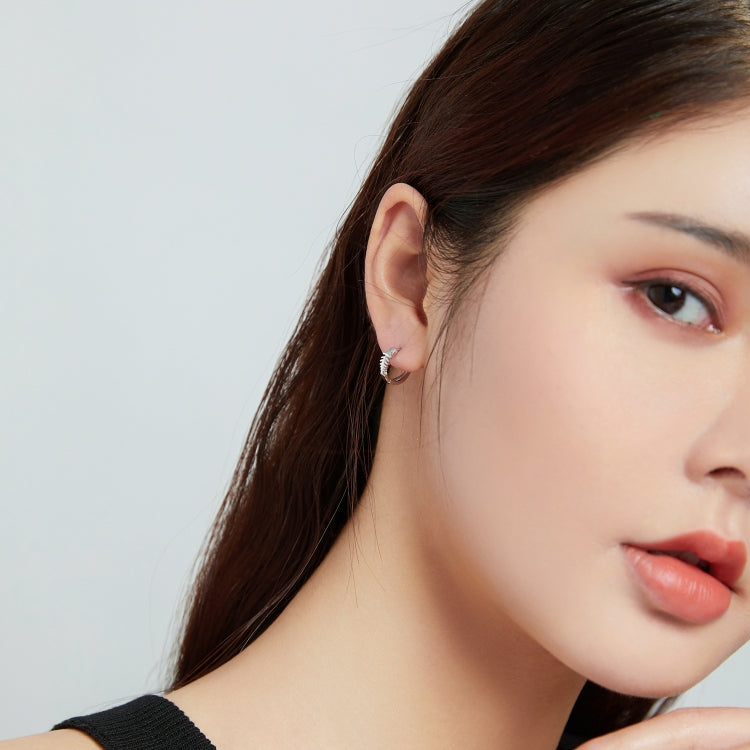 S925 Sterling Silver Simple Fish Bone Ear Buckle Women Earrings