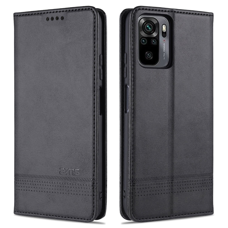 For Xiaomi Redmi Note 10 AZNS Magnetic Calf Texture Horizontal Flip Leather Case with Card Slots & Holder & Wallet