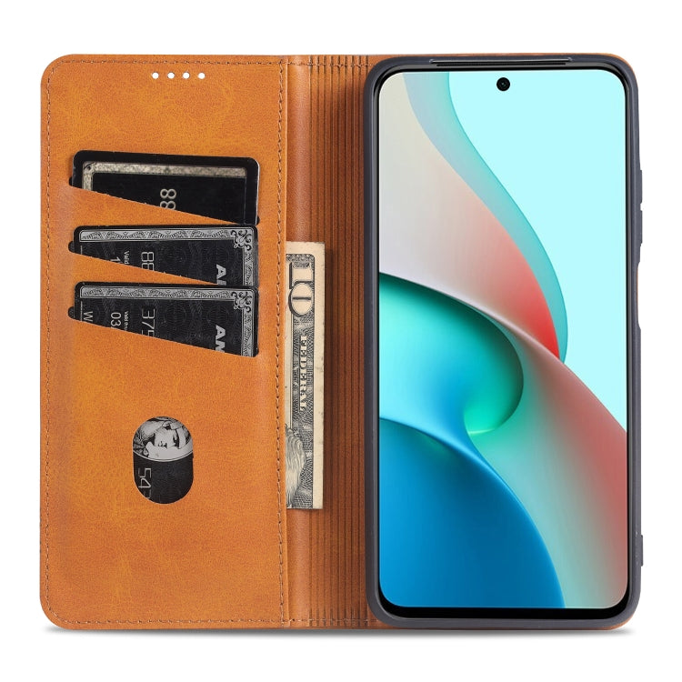 For Xiaomi Redmi Note 10 AZNS Magnetic Calf Texture Horizontal Flip Leather Case with Card Slots & Holder & Wallet