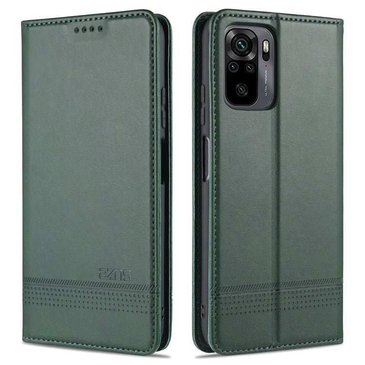 For Xiaomi Redmi Note 10 AZNS Magnetic Calf Texture Horizontal Flip Leather Case with Card Slots & Holder & Wallet
