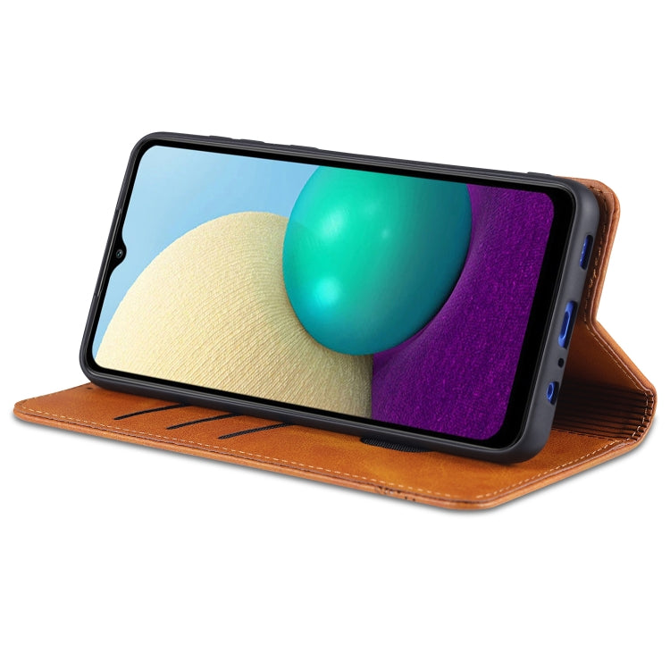 For Samsung Galaxy A02 AZNS Magnetic Calf Texture Horizontal Flip Leather Case with Card Slots & Holder & Wallet