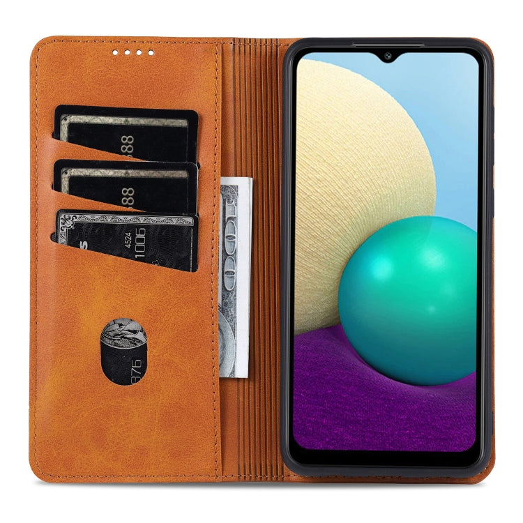 For Samsung Galaxy A02 AZNS Magnetic Calf Texture Horizontal Flip Leather Case with Card Slots & Holder & Wallet