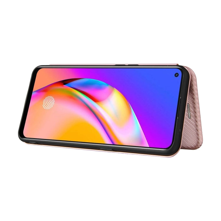 For OPPO A94 4G / F19 Pro / Reno5 F Carbon Fiber Texture Horizontal Flip TPU + PC + PU Leather Case with Card Slot