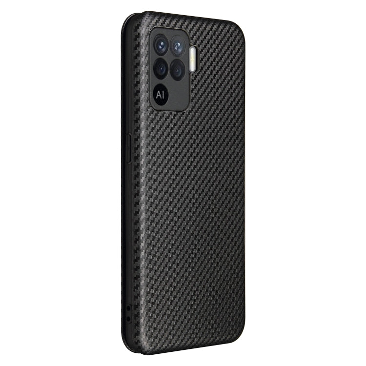 For OPPO A94 4G / F19 Pro / Reno5 F Carbon Fiber Texture Horizontal Flip TPU + PC + PU Leather Case with Card Slot