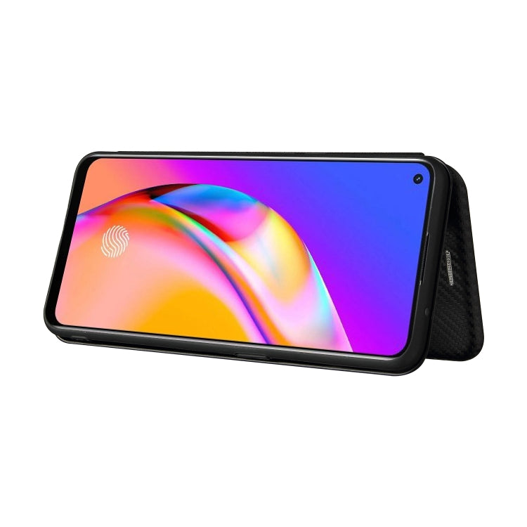 For OPPO A94 4G / F19 Pro / Reno5 F Carbon Fiber Texture Horizontal Flip TPU + PC + PU Leather Case with Card Slot