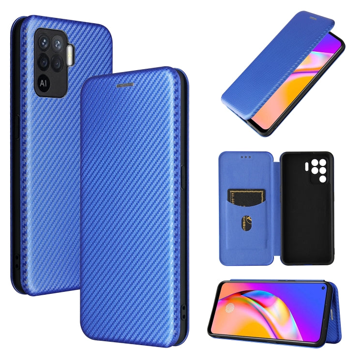 For OPPO A94 4G / F19 Pro / Reno5 F Carbon Fiber Texture Horizontal Flip TPU + PC + PU Leather Case with Card Slot