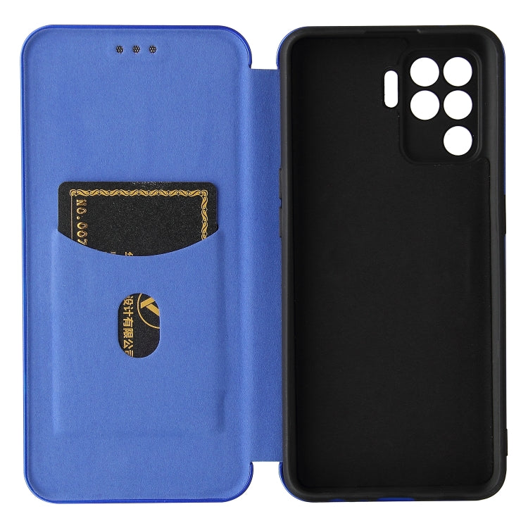 For OPPO A94 4G / F19 Pro / Reno5 F Carbon Fiber Texture Horizontal Flip TPU + PC + PU Leather Case with Card Slot