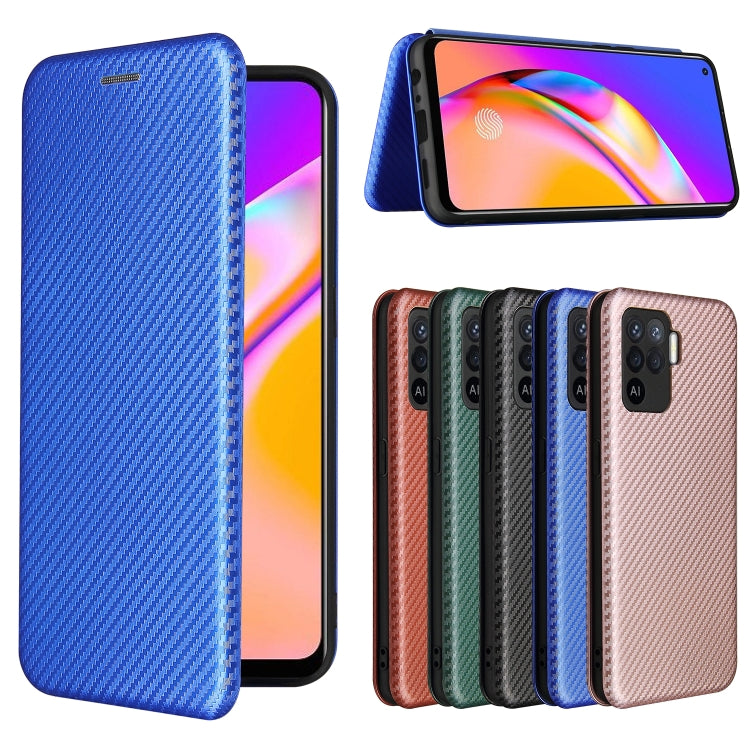 For OPPO A94 4G / F19 Pro / Reno5 F Carbon Fiber Texture Horizontal Flip TPU + PC + PU Leather Case with Card Slot