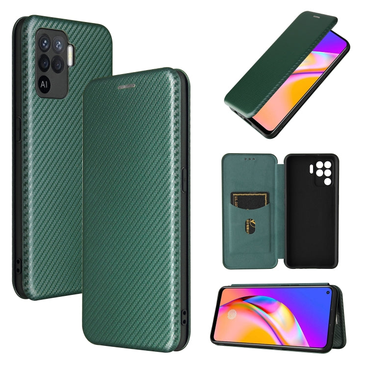 For OPPO A94 4G / F19 Pro / Reno5 F Carbon Fiber Texture Horizontal Flip TPU + PC + PU Leather Case with Card Slot