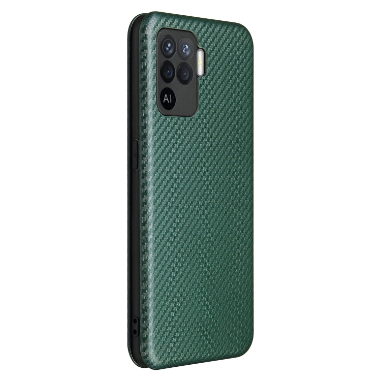 For OPPO A94 4G / F19 Pro / Reno5 F Carbon Fiber Texture Horizontal Flip TPU + PC + PU Leather Case with Card Slot