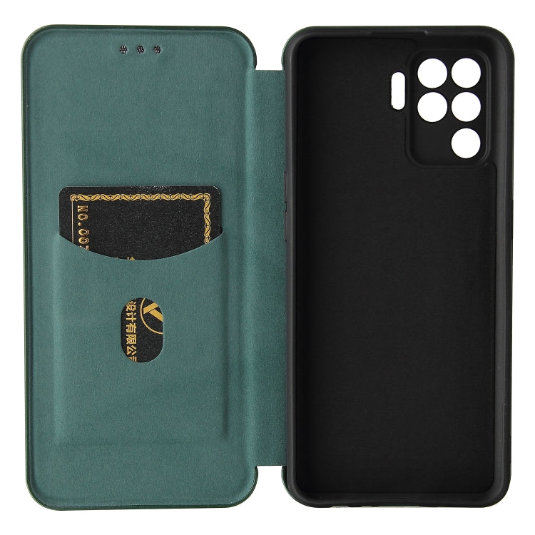 For OPPO A94 4G / F19 Pro / Reno5 F Carbon Fiber Texture Horizontal Flip TPU + PC + PU Leather Case with Card Slot
