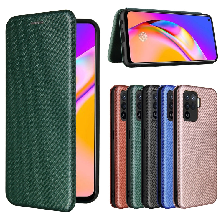 For OPPO A94 4G / F19 Pro / Reno5 F Carbon Fiber Texture Horizontal Flip TPU + PC + PU Leather Case with Card Slot