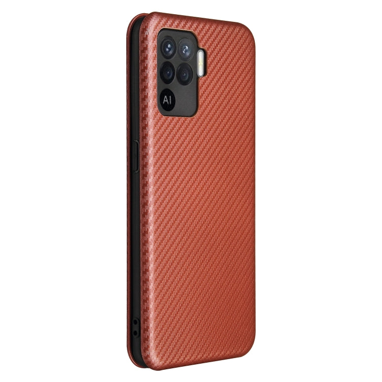 For OPPO A94 4G / F19 Pro / Reno5 F Carbon Fiber Texture Horizontal Flip TPU + PC + PU Leather Case with Card Slot