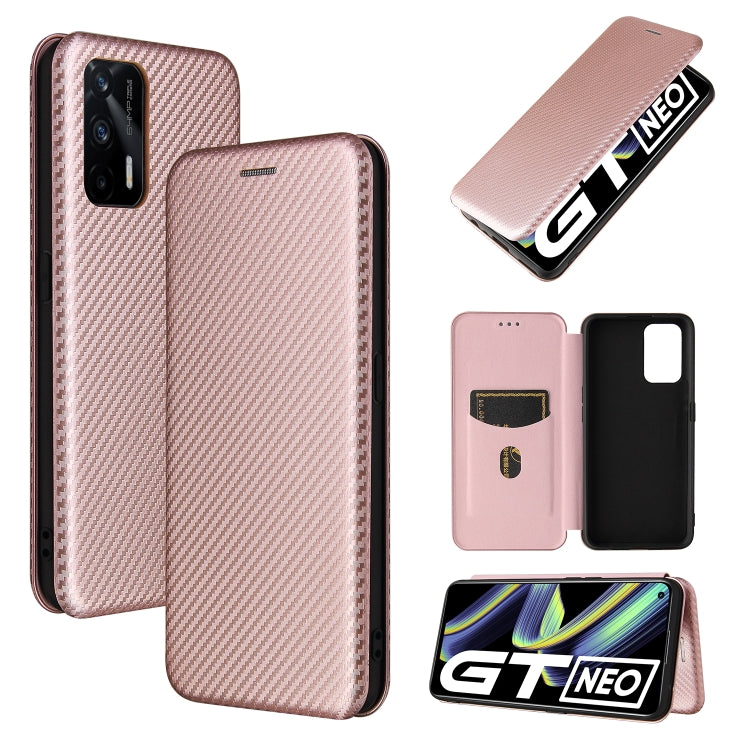 For OPPO Realme GT 5G Carbon Fiber Texture Horizontal Flip TPU + PC + PU Leather Case with Card Slot