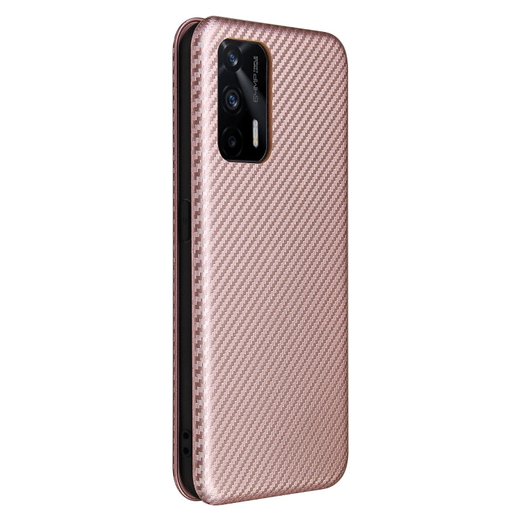 For OPPO Realme GT 5G Carbon Fiber Texture Horizontal Flip TPU + PC + PU Leather Case with Card Slot