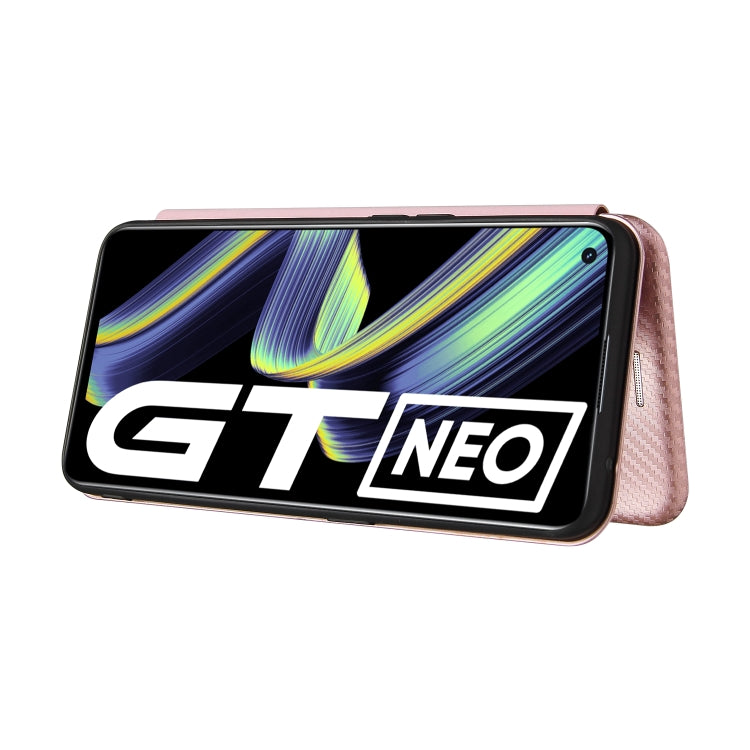 For OPPO Realme GT 5G Carbon Fiber Texture Horizontal Flip TPU + PC + PU Leather Case with Card Slot