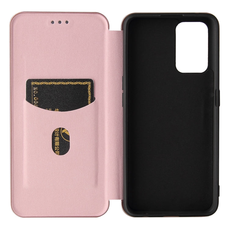 For OPPO Realme GT 5G Carbon Fiber Texture Horizontal Flip TPU + PC + PU Leather Case with Card Slot