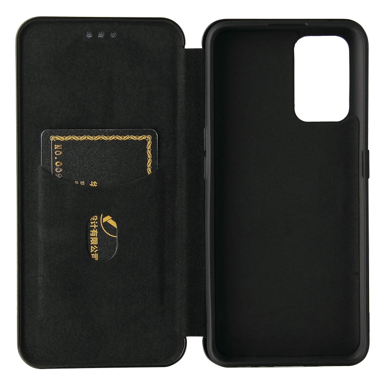 For OPPO Realme GT 5G Carbon Fiber Texture Horizontal Flip TPU + PC + PU Leather Case with Card Slot